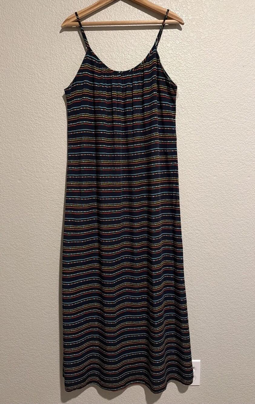 Merona Boho Maxi Dress Coastal Hippie Festival 90s Y2K Vacation Flowy Navy M